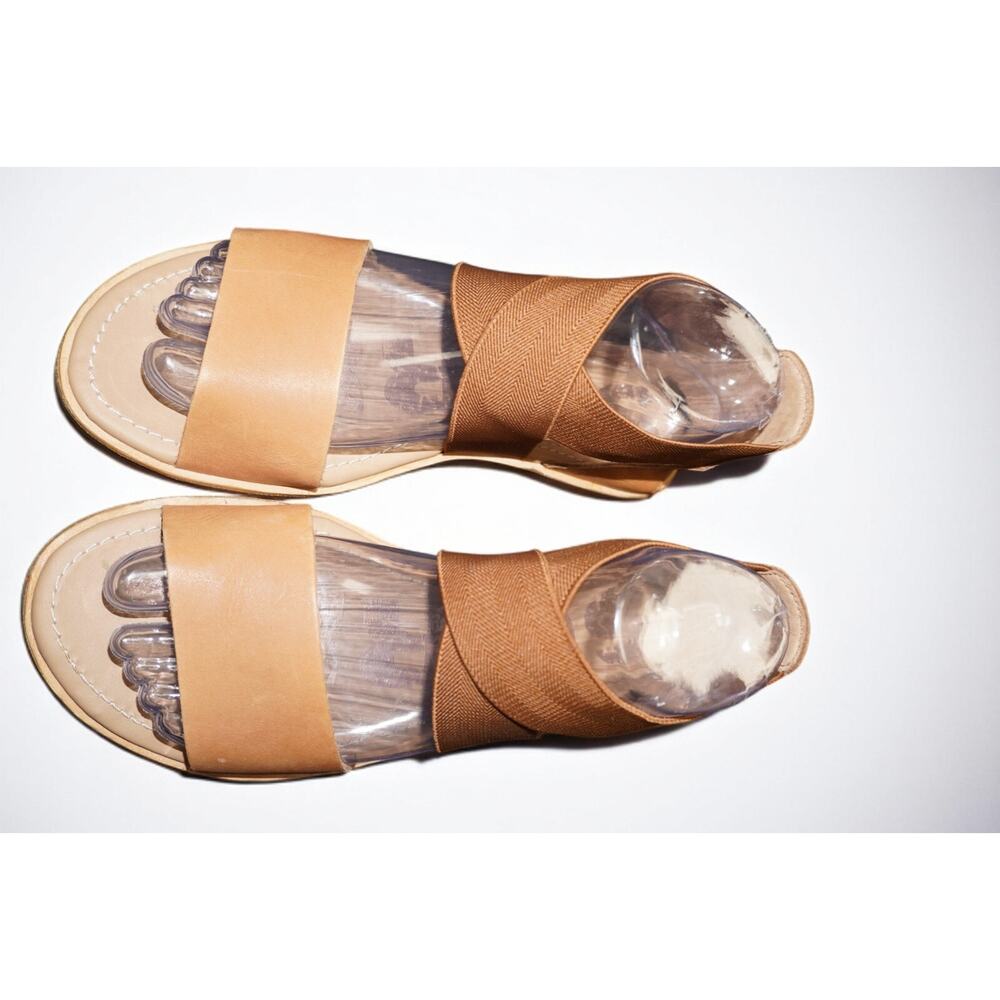 Sorel Ella Crisscross Leather Sandals Camel Brown Women 7.5 - Picture 6 of 13
